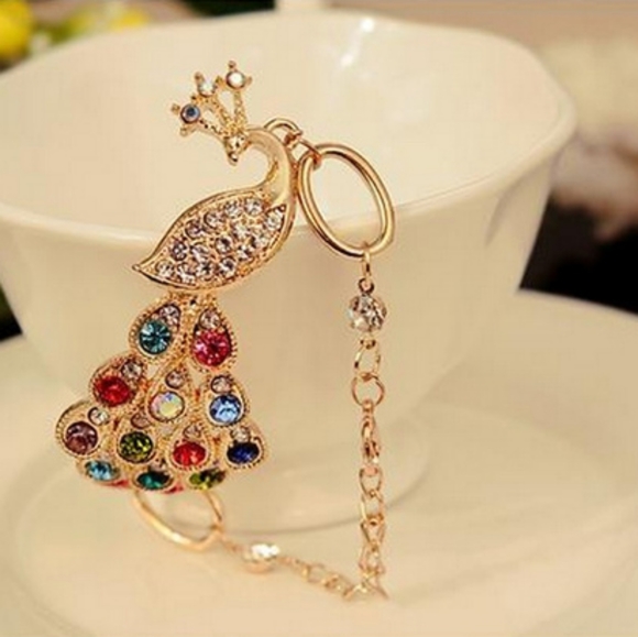 PEACOCK & Gold Waterfall-Tail Bracelet - Picture 1 of 11